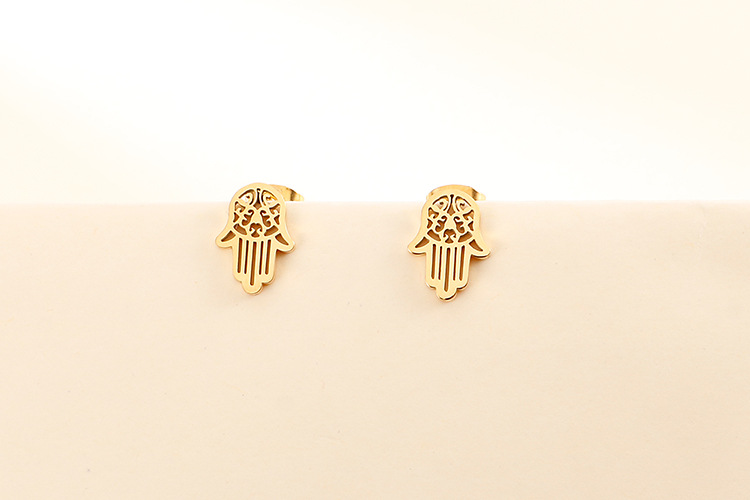 Stainless Ornament Kazam Palm Titanium Steel Pendant Fatima Hand Stainless Steel Necklace and Earrin