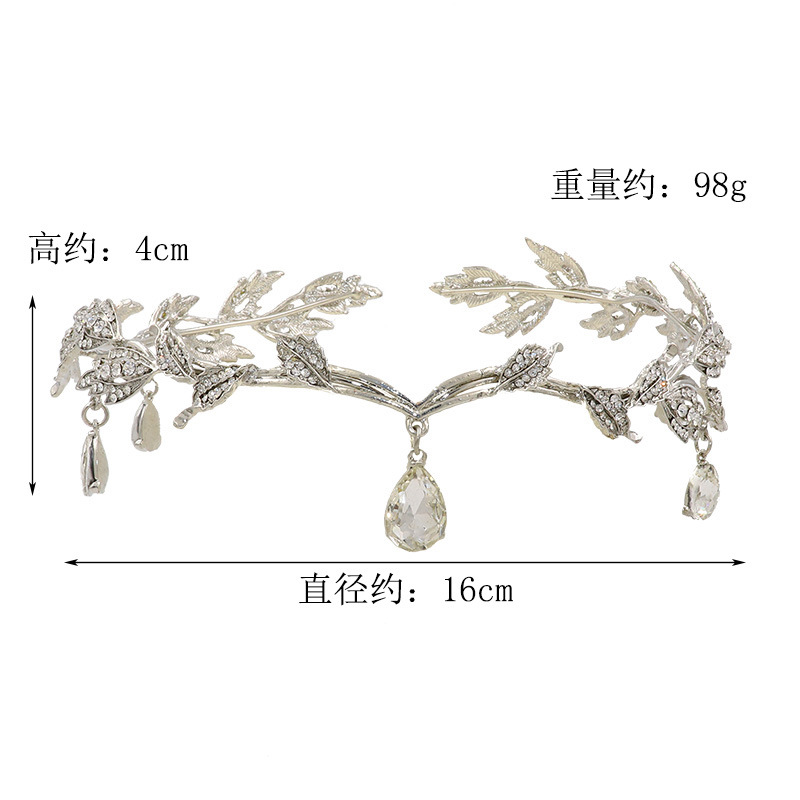 韩式新娘头饰 眉心坠额饰皇冠树叶水钻头环新娘结婚发饰礼服配饰详情4