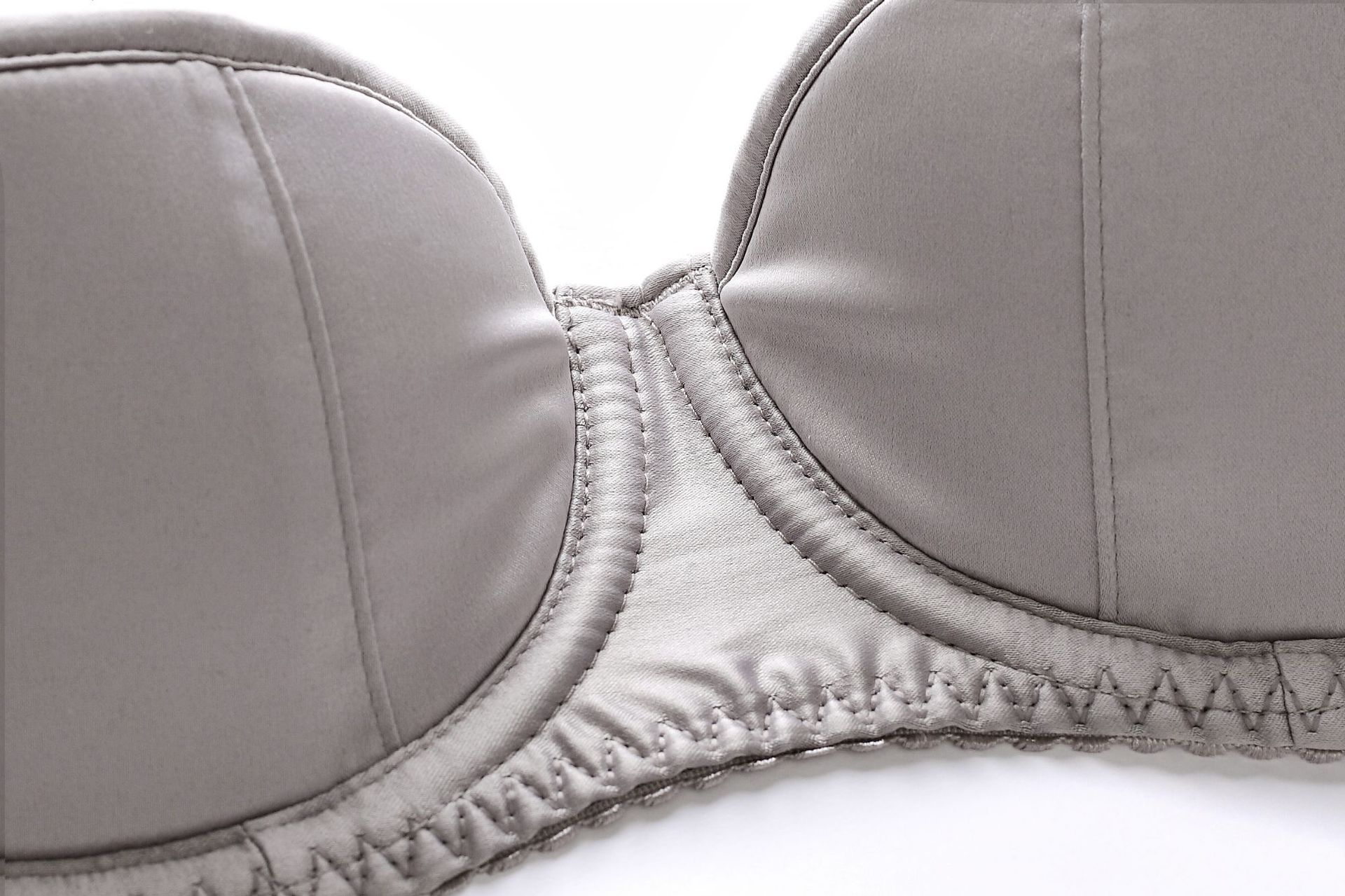 Thin cotton glossy lingerie sexy half cup thin colored Ding women's large chest display small size bra set_voghion.com