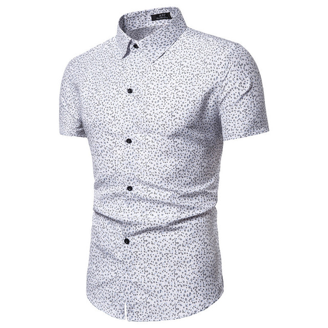 Men’s summer short sleeve floral Slim Fit Shirt European plus size shirt