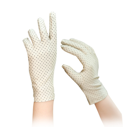 Summer and Spring New Fashion Women's Thin Short Dotted Spandex Elastane Square Dance Sun Protection Gloves Factory Wholesale
