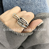 Woven round beads, retro ring, silver 925 sample, on index finger, European style