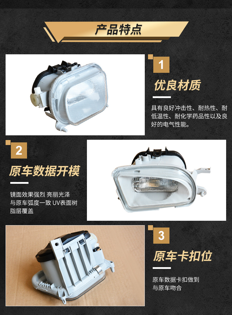 Limited to Foreign Trade Export, Suitable for Mercedes-Benz E200E230E260E280W210 Front Fog Lights, Front Bumper Lights, Anti-Fog Lights