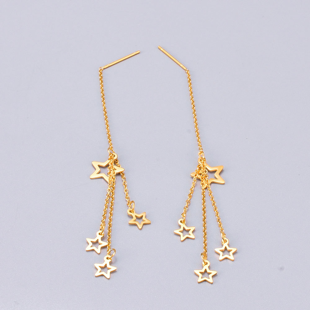 Wholesale Jewelry Star Long Tassels Titanium Steel Earrings Nihaojewelry display picture 2