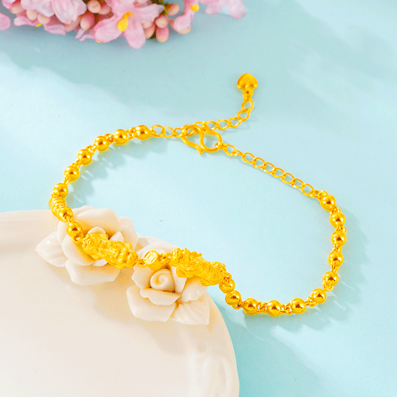 Lujo imitación 24K pulsera mujer sólida de las mujeres en línea Celebrity Live Titanium caliente joyería estilo étnico arena oro al por mayor