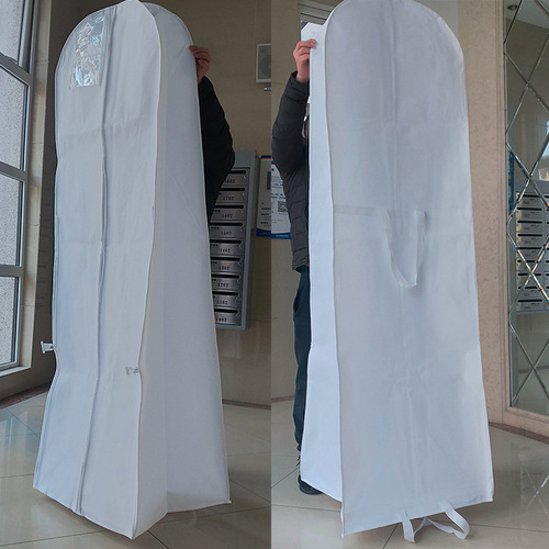 1.8 meters longer, wider and thicker double-sided non-woven fabric with larger tail wedding dress bag, dual-purpose dust cover can be printed with logo