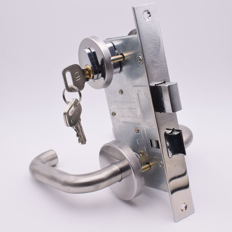 优质铜芯防火门锁不锈钢把手防火锁消防门锁过道锁通道门管道井锁