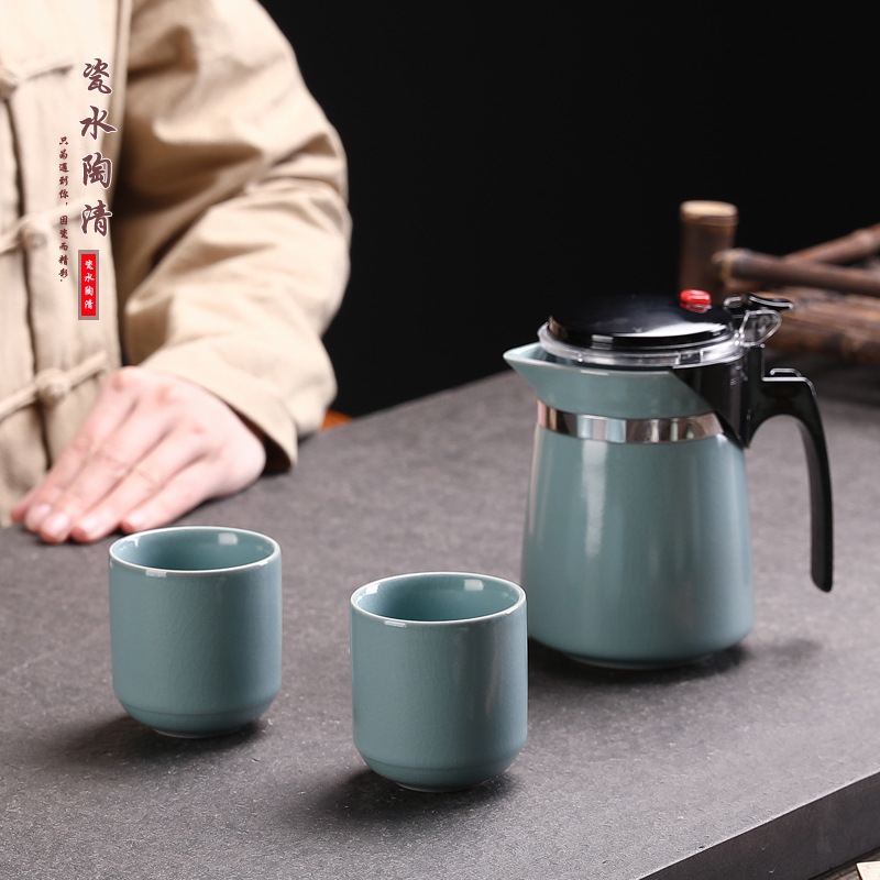Ruyao Elegant cup ceramics Kungfu Online Tea Set Heat Teapot Tea separate glass teacup Tea