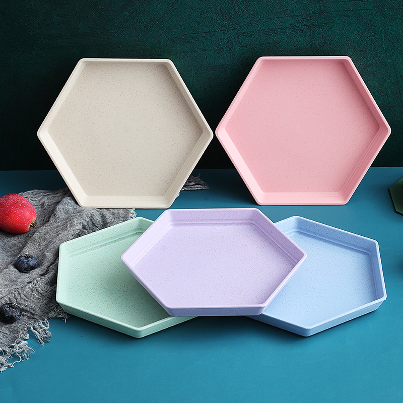 15 CMHexagonal Plate Thickened And Deepened Bone Plate Home Fruit Plate Restaurant Dessert Plate Garbage Plate Bone Plate