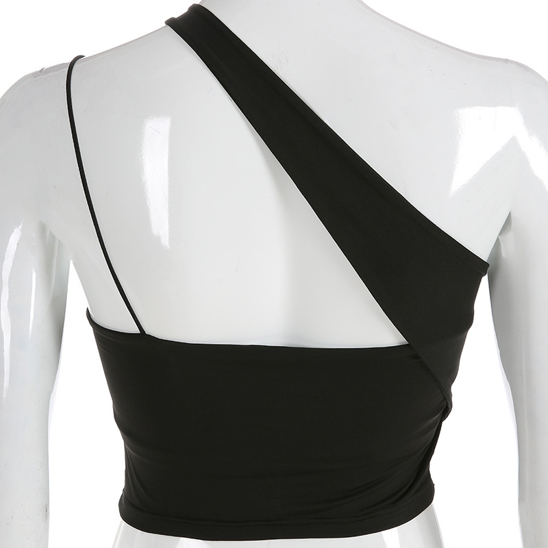 Black Color L, M, S, XL Size Wholesale Women'S Fashion Solid Color Black Patchwork Hollow Out Backless Tank Tops