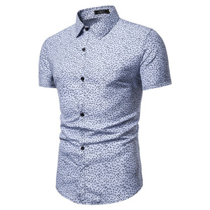 Men’s summer short sleeve floral Slim Fit Shirt European plus size shirt