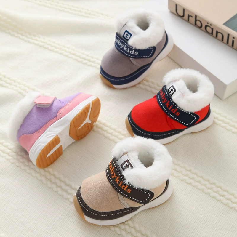 2022 Зимние Новые мужские и женские детские туфли для малышей на мягкой подошве, не роняйте туфли на флисовой подкладке, толстые милые хлопчатобумажные туфли, поколение волос