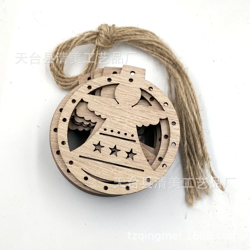 11 piezas de madera de paulownia de adornos navideños colgantes de dibujos animados creativos naturales 10 piezas en un paquete