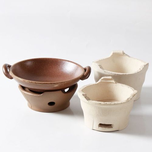 High temperature refractory ceramic alcohol stove ceramic teapot hot pot dry boiler solid liquid stoneware stove set wholesale