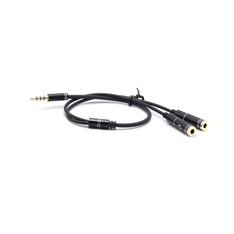3,5mm audio split cable de conversión de micrófono de metal un minuto dos con micrófono transmisión en vivo teléfono móvil karaoke auriculares cable adaptador de micrófono