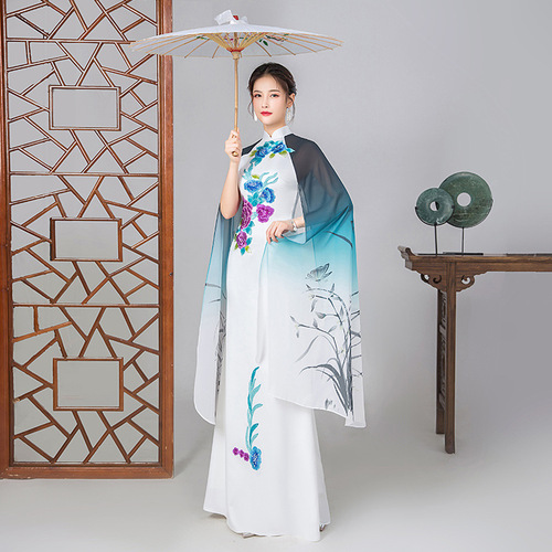Chinese dresses for women Show Qipao skirt performance guzheng chorus performance dress women evening dress meeting chongsam
