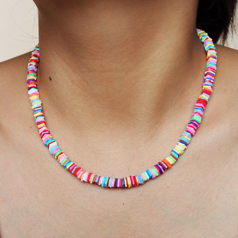 Fashion New Colorful Soft Clay Alloy Necklace For Women Hot Sale Wholesale display picture 1