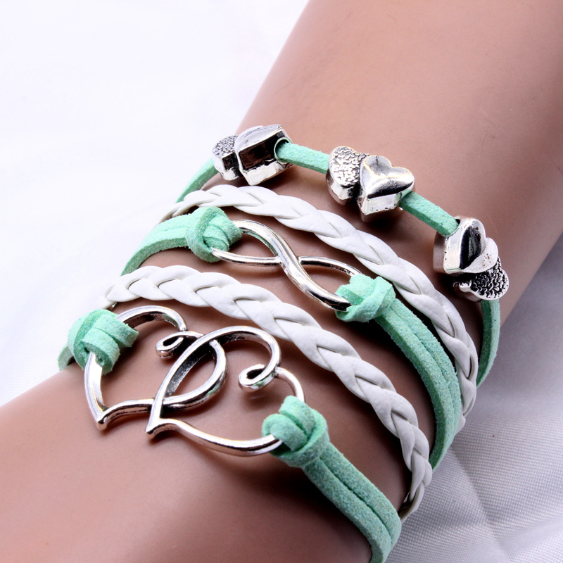 Fashion Heart Shape Pu Leather Alloy Plating Women's Bracelets 1 Piece display picture 4