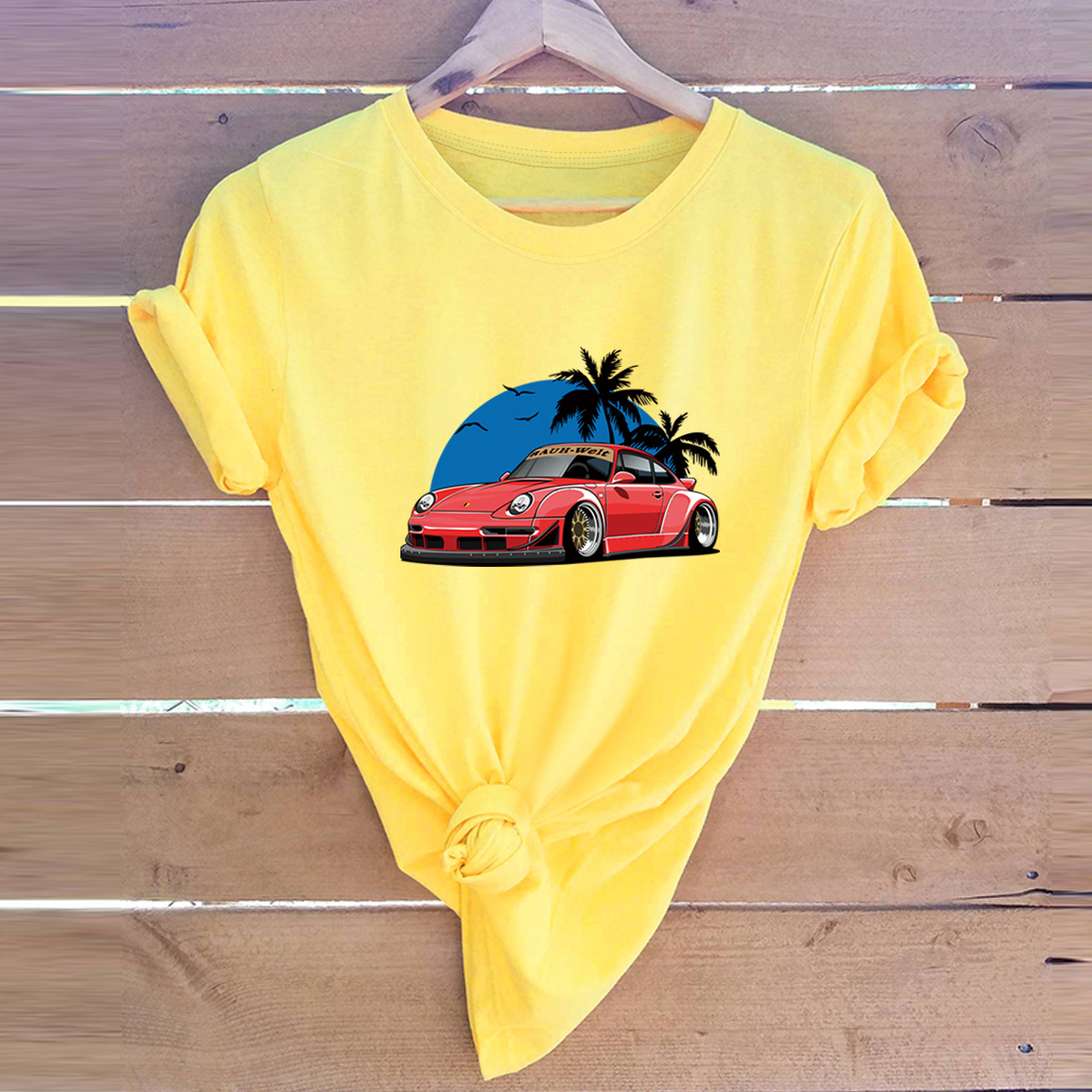  leisure beach and car short-sleeved t-shirt NSSN1798