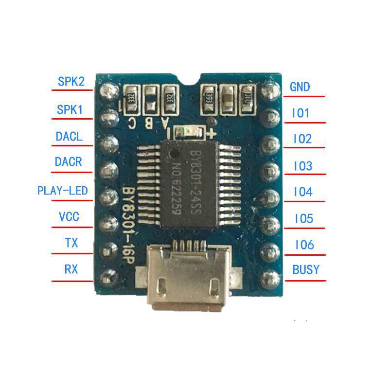 Serial Port Control Voice module/MP3 module/sound playback board/32m support USB download BY8301-16P