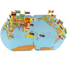 地图插国旗儿童认识木质拼图智力开发3岁幼儿园益智玩具4-6岁互动