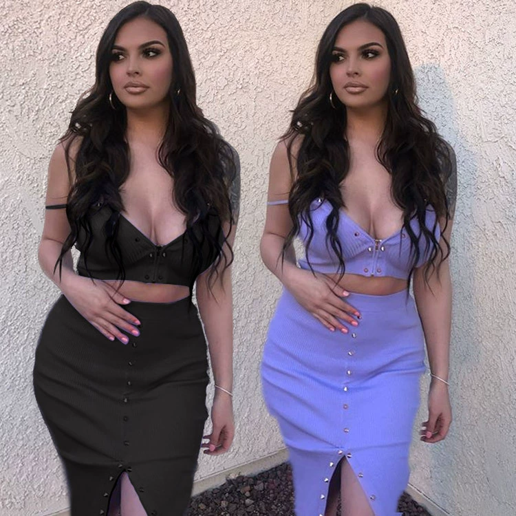 G8005 2021 Весеннее Новое Европейское и американское модное повседневное Сексуальное женское платье из двух частей с горячим сверлением