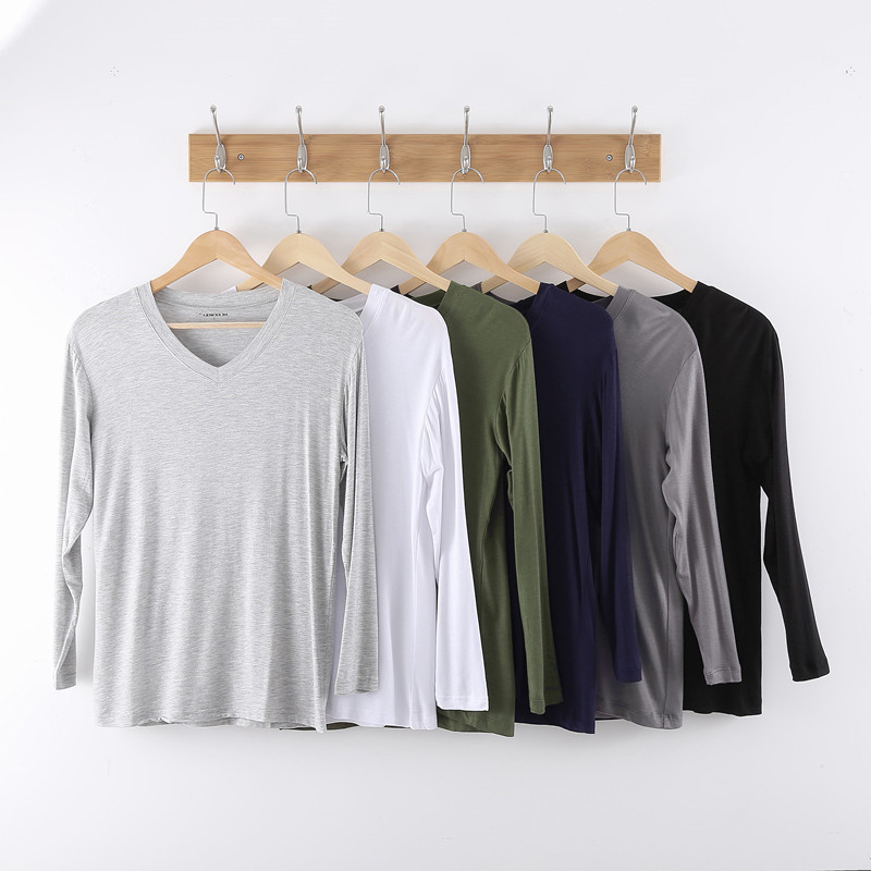 Men's long sleeve modal summer and autumn T-shirt thin plus fat plus size autumn clothing outside wear inside casual wholesale 150.00kg