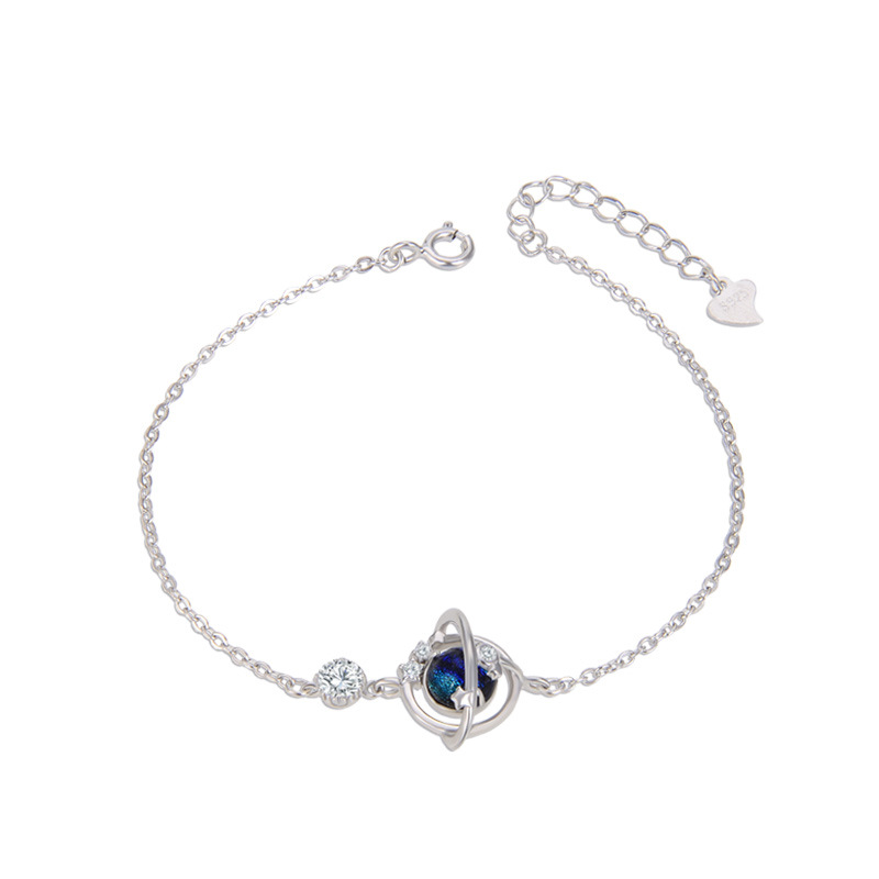 Japonés y coreano s925 pulsera de plata moda mujer Moonstone estrella pulsera simple todo partido joyería suministro directo de fábrica