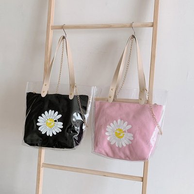 夏季新款小雛菊單肩包果凍包 PVC甜美淑女斜挎小包 壹件代發