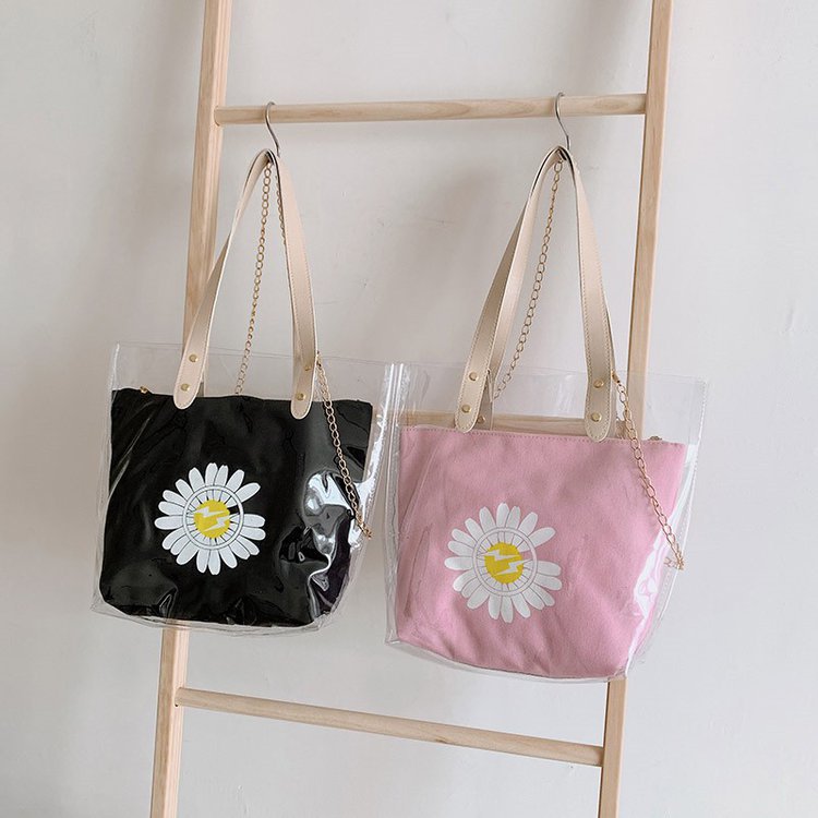 夏季新款小雛菊單肩包果凍包 PVC甜美淑女斜挎小包 壹件代發