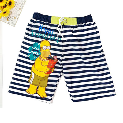 男士運動速幹系繩褲 桃皮絨面料條紋款沙灘遊泳褲 工廠批發