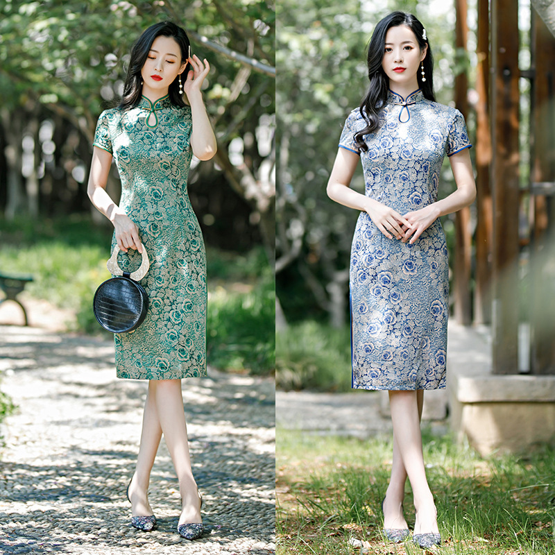 Chinese Dress cheongsam for womenCheongsam elegant atmosphere traditional cheongsam dress show long cheongsam