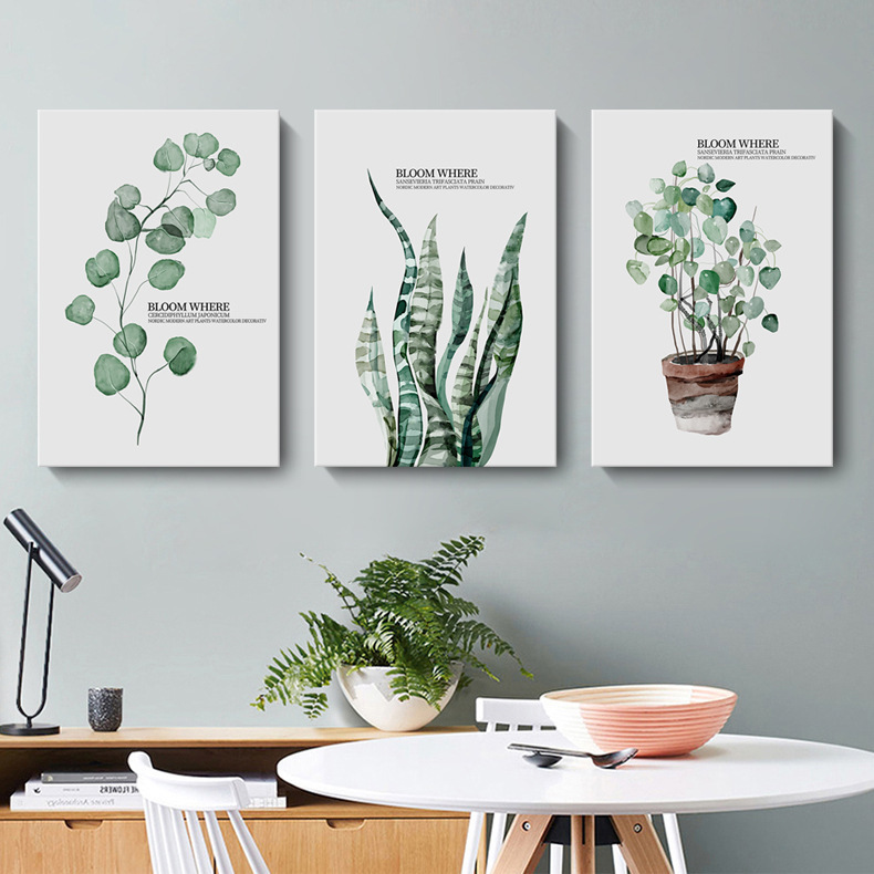 Factory Living Room Decorative Painting Nordic Fresh Green Plant Leaves Restaurant Hanging Painting Hotel Apartment Homestay Mural Factory Living Room Decorative Painting Nordic Fresh Green Plant Leaves Restaurant Hanging Painting Hotel Apartment Homestay Mural