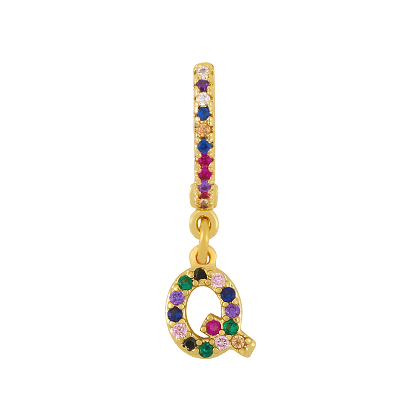 Clip Boucles D&#39;oreilles 26 Boucles D&#39;oreilles Alphabet Micro-set Couleur Zircon Alphabet Clips D&#39;oreilles Femmes display picture 6