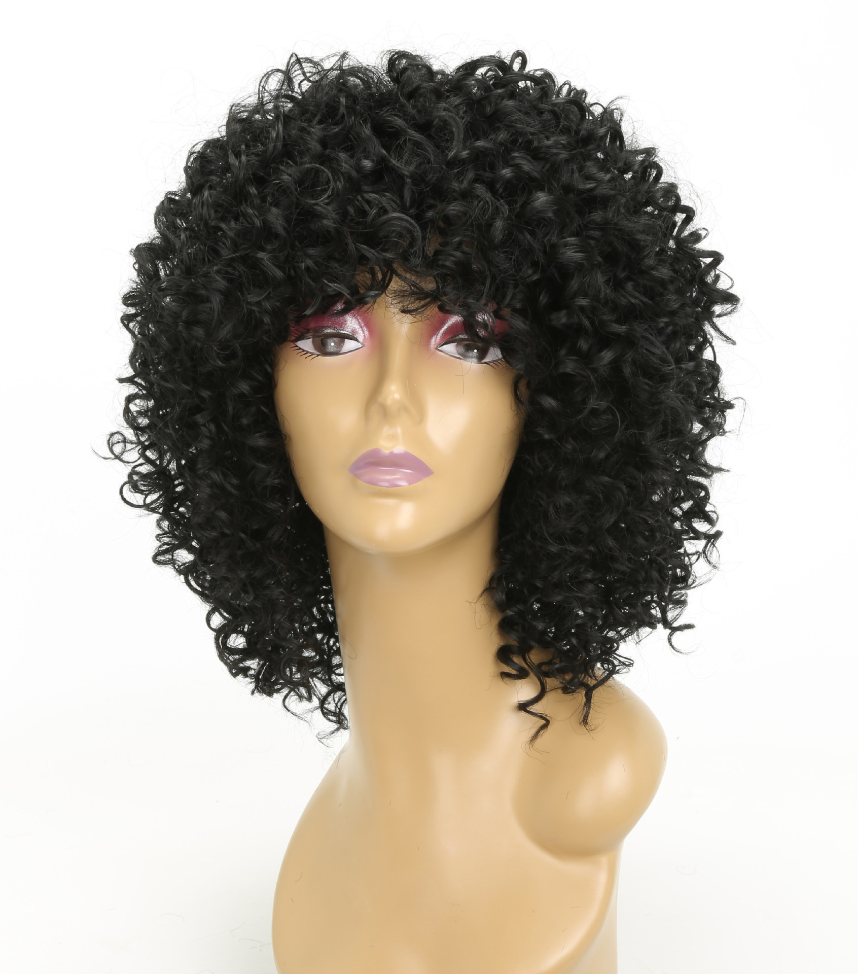 Synthetic wig Small Kinky curled headband fluffy and explosive wig headband_voghion.com