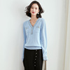 V-neck fashion thin long sleeve sweater new women’s clothing in spring and summer Korean loose temperament wear bottomed