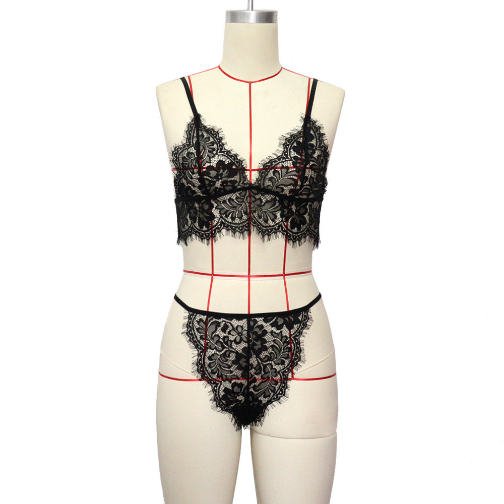 Three-point Lace Hollow Sexy Underwear Suit display picture 1