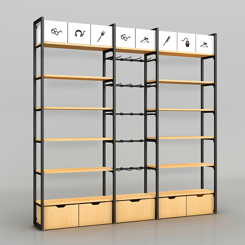 优品厂家直销精饰店货架钢木宠物创意零食日用百名内衣展示柜定制