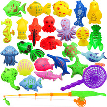 兒童釣魚玩具22件套裝 寶寶洗澡磁性釣魚  沐浴戲水玩具熱賣桶池