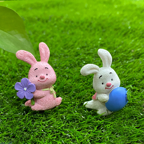 Miniature landscape decorative adorable cartoon rabbit car shelf accent pot landscape scenery small desk decoration