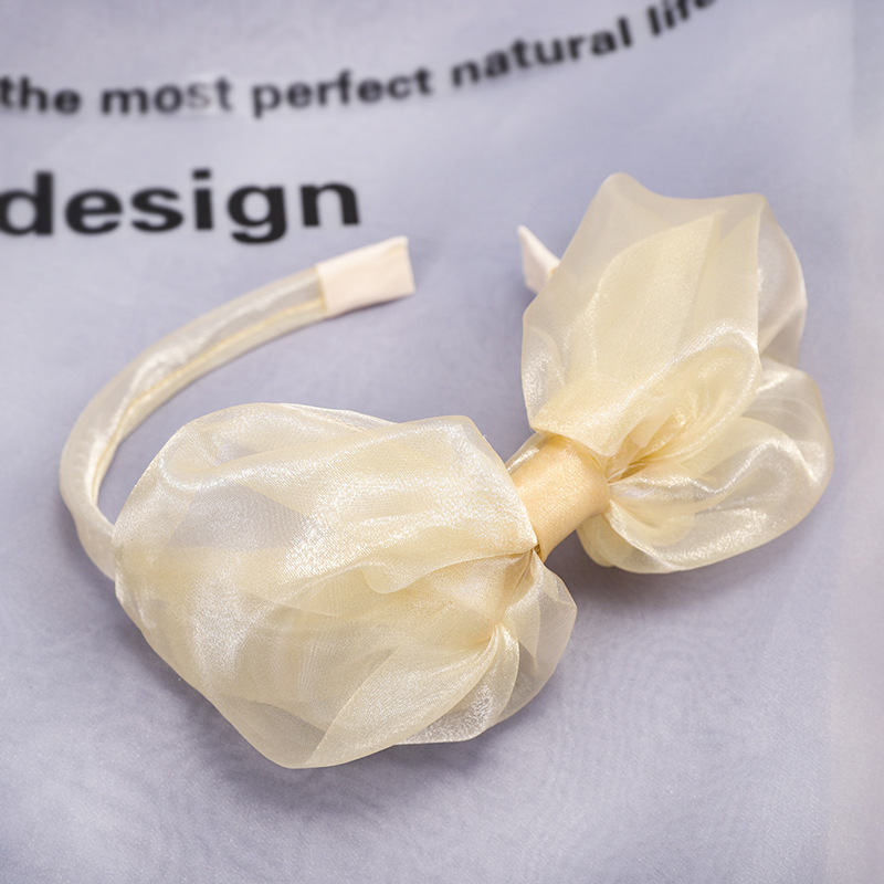 New Fashion Bright Silk Gauze Big Bow Tie Cheap Headband Wholesale display picture 1