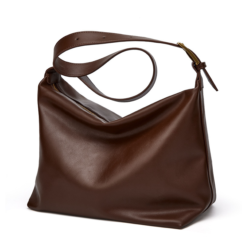 Women's New Fashionable and Trendy Simple Soft Leather, Large Capacity Bag, Versatile Casual One Shoulder Oblique_voghion.com