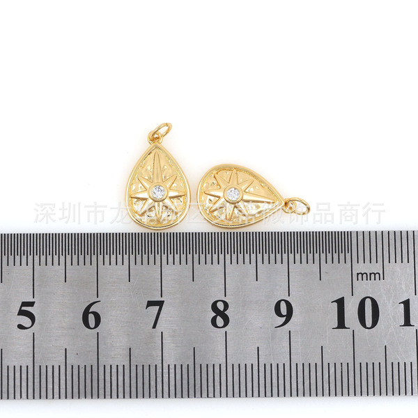 Copper pendant with zircon drop-shaped
