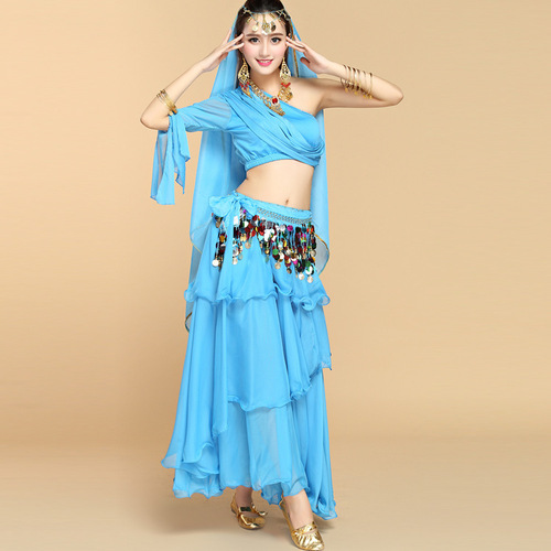 Wholesale Wholesale New Belly Dance Practice Suit Indian Dance Stage Performance Suit Large Swing Skirt Angled Shoulder Training Suit Women