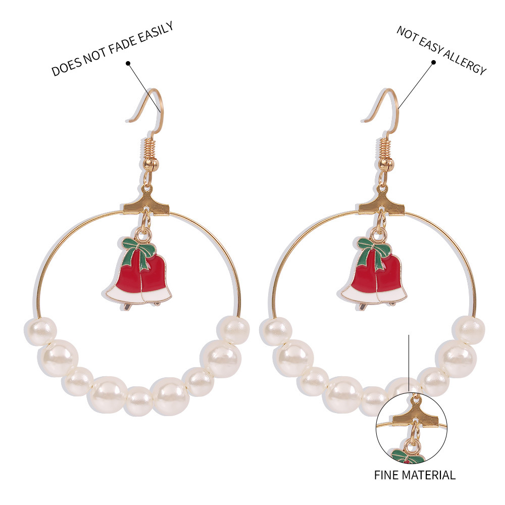 Pendientes De Alce De Árbol De Navidad De Perlas De Perlas De Gran Tamaño Exagerado Para Mujeres Gran Oferta display picture 9