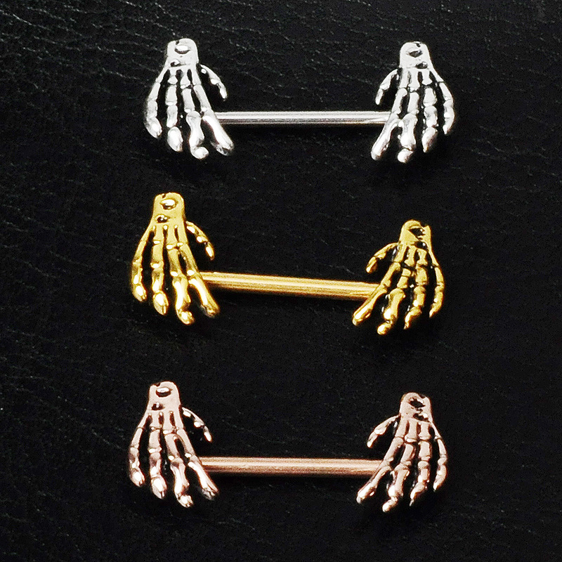 Fashion electroplating skull hands copper nails stainless steel piercing jewelry