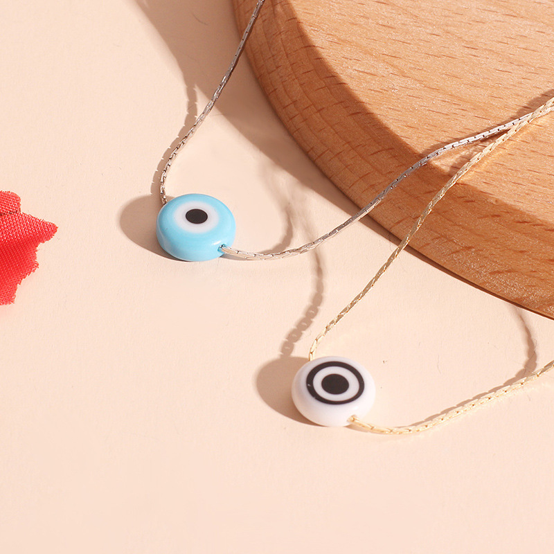 3g Weight Necklace Classification Wedding, Travel Occasion Women'S Gender Ethnic Style Style White, Blue Color New Products Devil's Eye Pendant Necklace Simple Fashion Eye Clavicle Chain Middle East Jewelry Wholesale Nihaojewelry 1