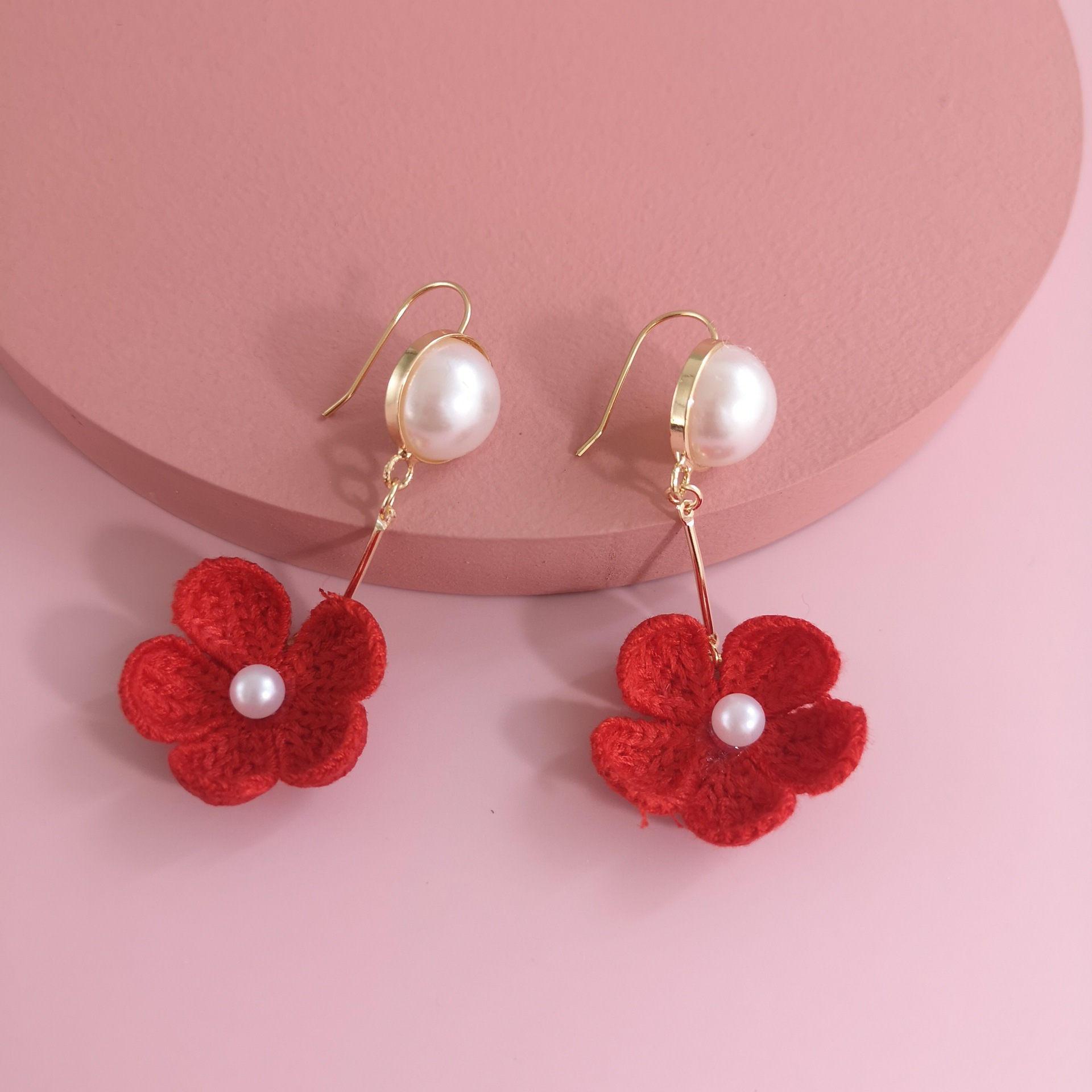 New Fashion Knitted Flower Earrings For Women Wholesale display picture 1