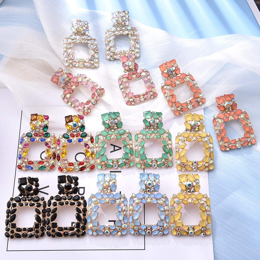 1 Pair Fashion Geometric Rhinestone Plating Women's Drop Earrings display picture 1