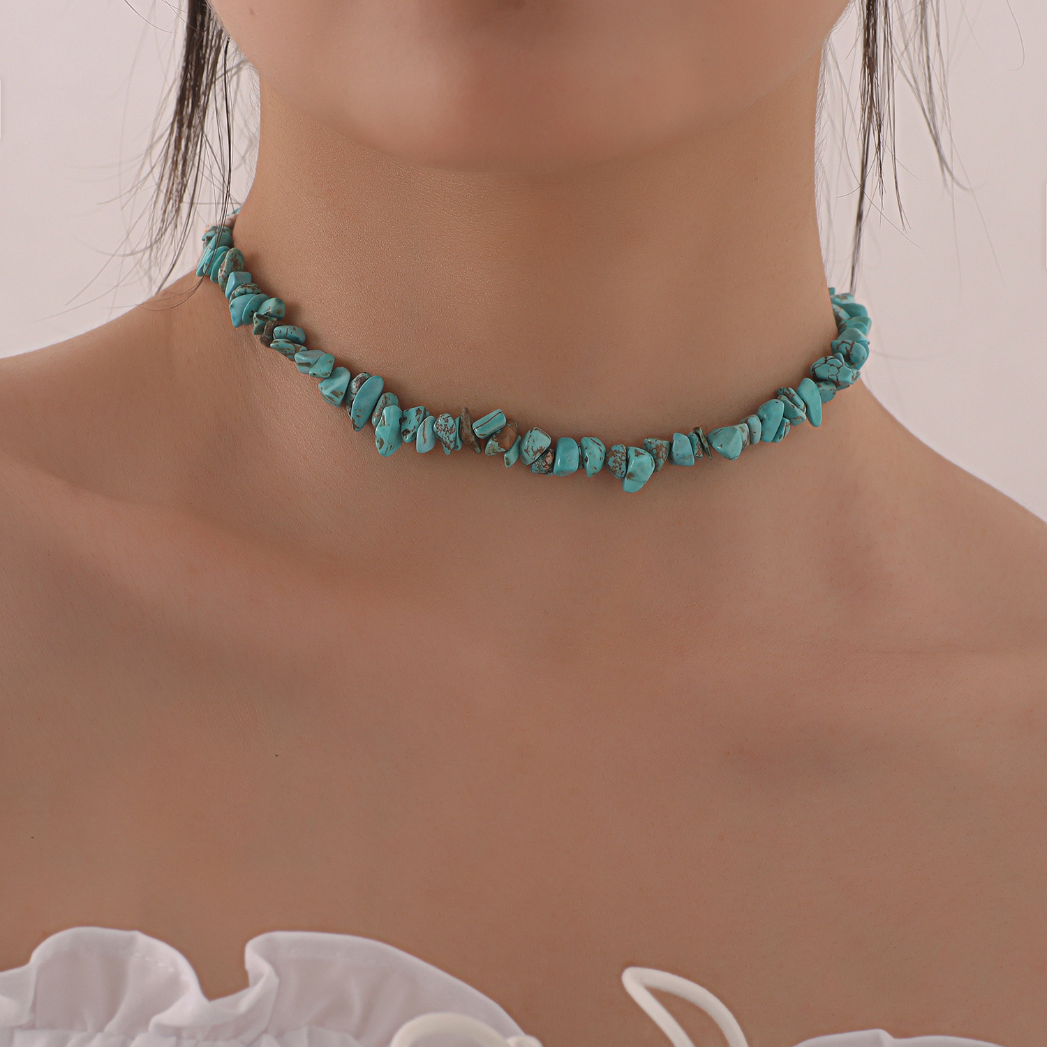 Retro Geometric Turquoise Necklace display picture 1